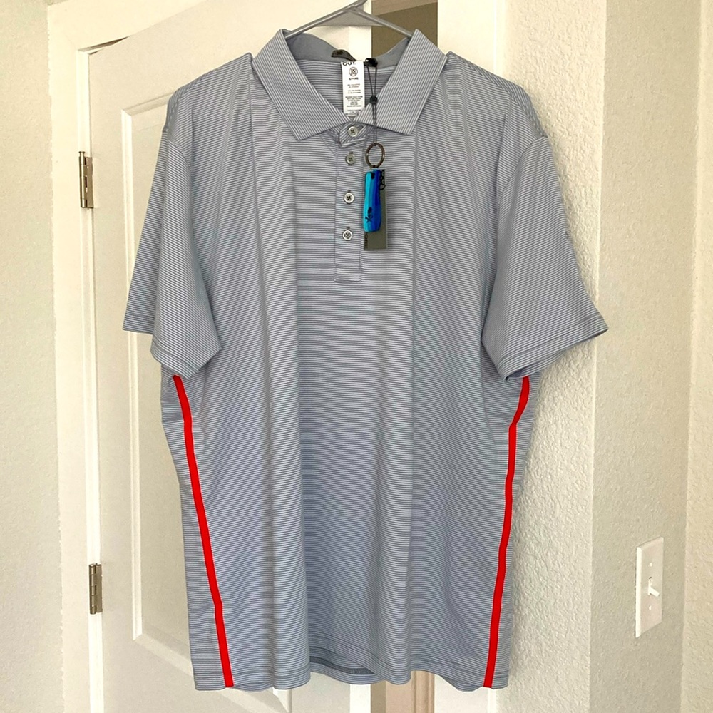 G/FORE Men’s Striped Golf Polo - Size XL, Gray Color - *NWT*